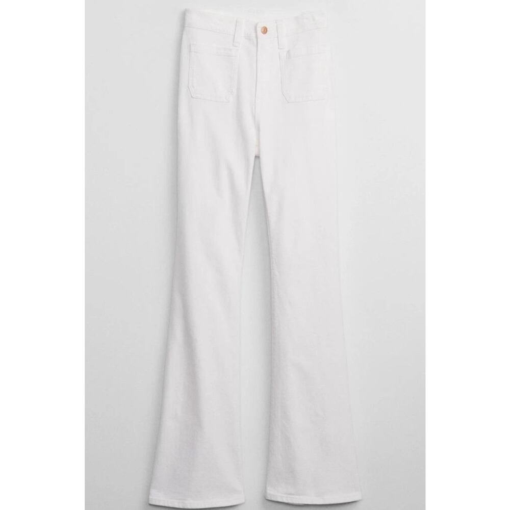 Gap Size 32/14 Authentic Flare Jeans White Cotton Blend Mid Rise Stretch Pockets